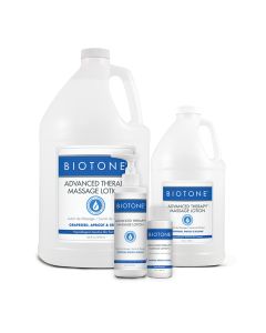 La Lotion pour Thérapie Avancée Biotone Advanced nécessite moins de produit pour assurer une glisse fluide durant le massage. Cette lotion est sans huiles de noix, sans parabènes et sans cruauté, et offre 25 % plus de couverture que les huiles ordinaires.