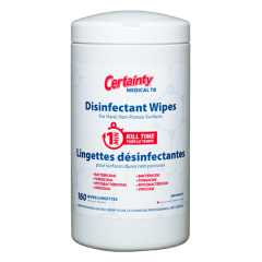 Lingettes désinfectantes de calibre médical Certainty TB, 160 lingettes par boîte